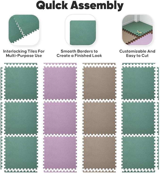 Home Gym Mat, Puzzle Exercise Mat, EVA Interlocking Foam Floor Tiles - Image 5
