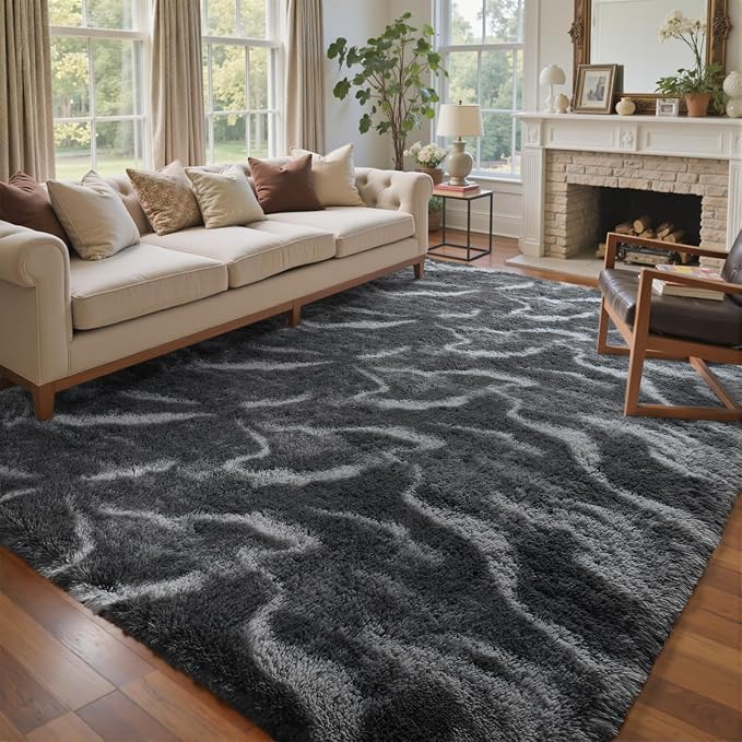 4x6 Ft Shag Rugs for Bedroom Living Room, Tie-Dyed Ultra Soft Fluffy Furry Area by Cuzwlovita