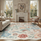DCX Beige Floral Rug 4x6, Washable Beige Rug - Image 5