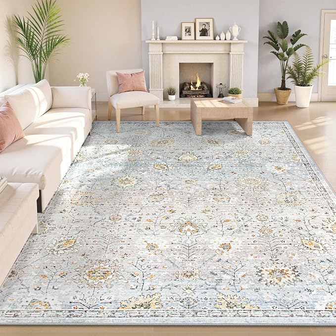 Lahome Flavie Boho Light Blue Area Rug 8x10 by Lahome