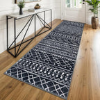 KUTA Moroccan Washable Runner Rug 2.6x8, Non-Slip Vintage Black Boho Hallway by KUTA