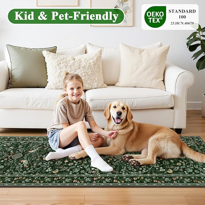 HEBE Washable Hallway Runner Rug 2'x 6' Non Slip Kitchen Rugs Runner, Low Pile - Image 7
