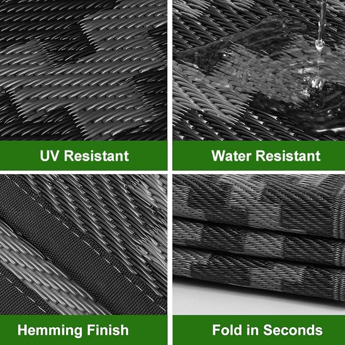 RURALITY Outdoor Rugs 6x9 Feet for Patios Clearance, Plastic Straw Waterproof - Image 4