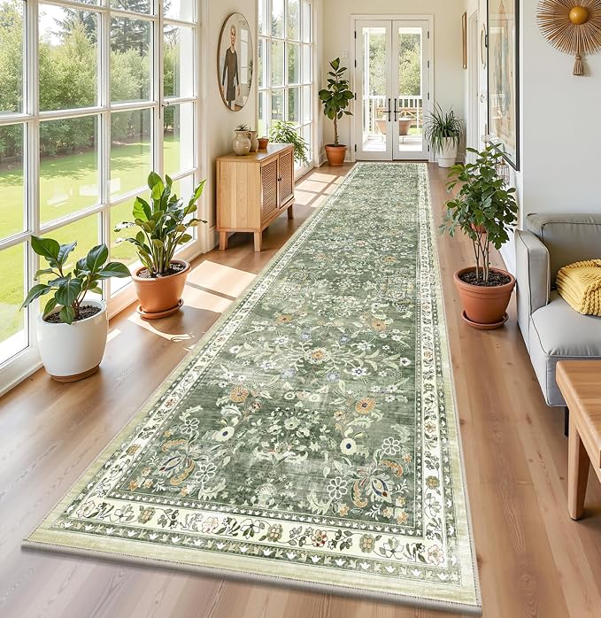 Yamaziot Washable Runner Rug 3x12 – Floral Non Slip Boho Hallway Runner Rug by Yamaziot
