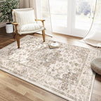 4x6 Washable Neutral Area Rug Brown Vintage Entryway Office Carpet Non-Slip - Image 2