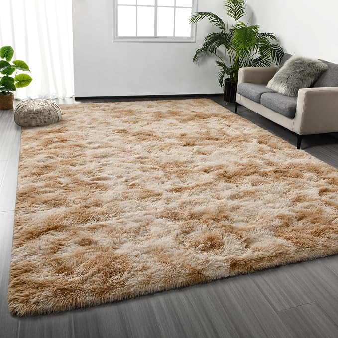 Deerhoo Large Shag Area Rugs 6 x 9, Tie-Dyed Plush Fuzzy Rugs by Deerhoo