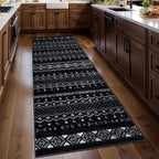 SERISSA 2x6 Kitchen Runner Rug, Washable Non-Slip Black and White Boho Rug by SERISSAHomeDecorCollection