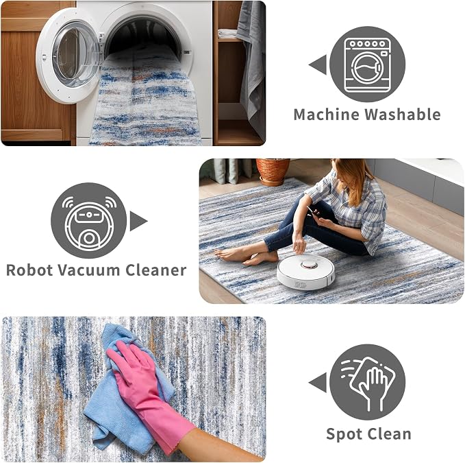 4x7 Rugs for Small Living Room: Non-Slip Washable Area Rug for Hallway Entryway - Image 4