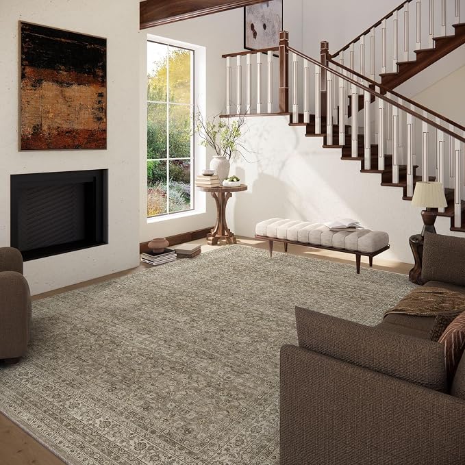 Washable Area Rugs for Living Room: 8x10 Bedroom Area Rug Boho Vintage Rugs - Image 2