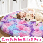 Amdrebio Hot Pink Rainbow Round Circle Area Rug 6Ft - Image 2