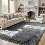 5x8 Area Rugs for Living Room: Soft Fluffy Shag Light Grey Rugs for Bedroom by CarpetAddColortoYourLife