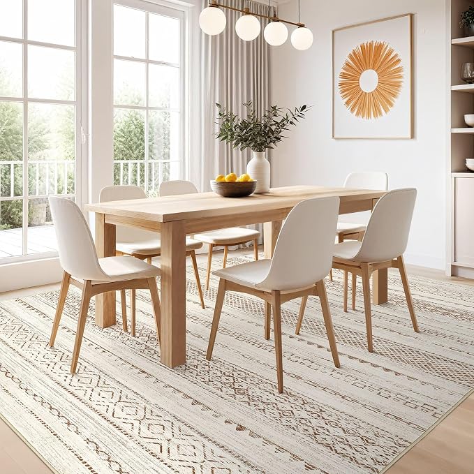 Nakagishi 10x12 Area Rug Living Room: Washable Boho Large Neutral Modern Soft - Image 7