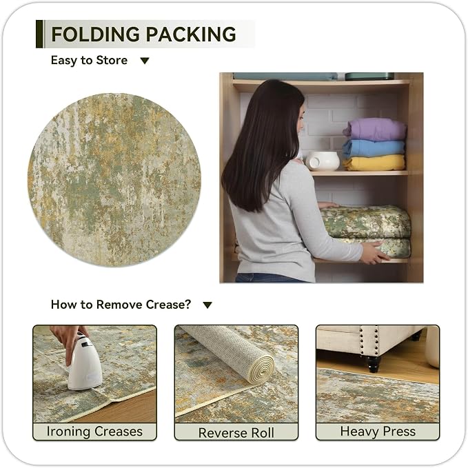 Green Round Area Rugs 4ft Washable Circle Rug - Image 8