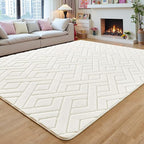 6x9 Cream White Washable Area Rug by VisittheFlagover