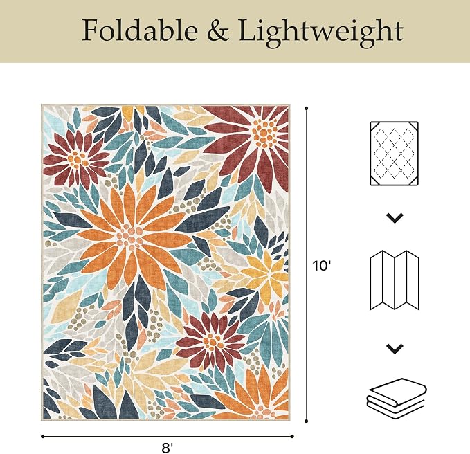GENIMO Indoor Outdoor Area Rug 8'x10', Machine Washable Rugs - Image 2