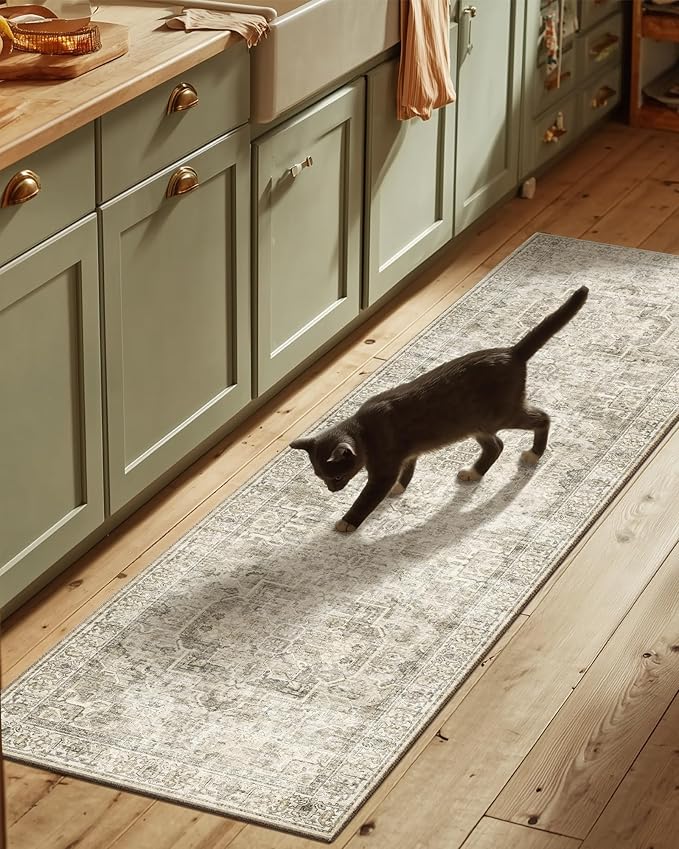 Machine Washable Kitchen Runner Rugs: 2'6"x8' Hallway Rug Non Slip Low Pile by palohom
