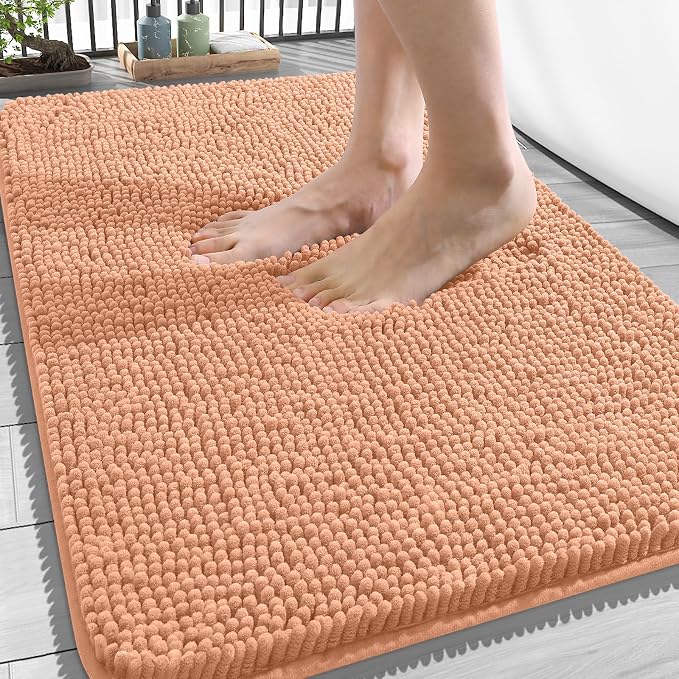 OLANLY Bathroom Rugs 34x21, Extra Soft Absorbent Chenille Bath Rugs, Rubber by OLANLY