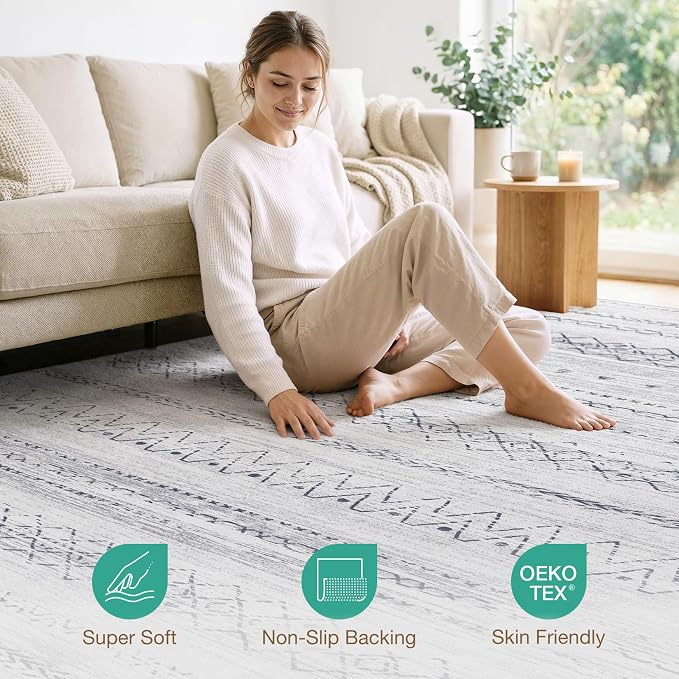 cotiled 10x12 Area Rugs Living Room Rug: Washable Boho Rugs - Image 5