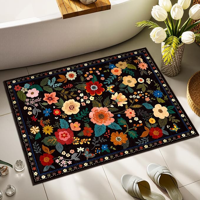 RELEANY Floral 2x3 Area Rugs Washable Print Boho Cute Carpet Non Slip Flower - Image 7
