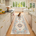 RELEANY Area Rugs Runner 2'x8' Washable Non-Slip, Floral Vintage Distress by RELEANY