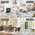 HEBE Area Rugs for Living Room 9'x12', Washable Non Slip Boho Bedroom Rug - Image 8