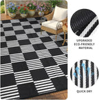 Garvee Waterproof Outdoor Rug 10x14, Checkered Foldable Plastic Straw Patio - Image 5