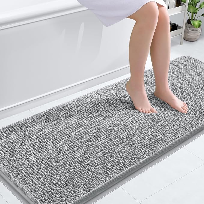 OLANLY Bathroom Runner Rugs 59x24, Soft Absorbent Chenille Bath Rugs, Rubber by OLANLY