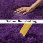 Soft Runner Rugs for Bedroom Hallways, 2 Packs 2x6 Purple Fluffy Shag Throw - Image 6