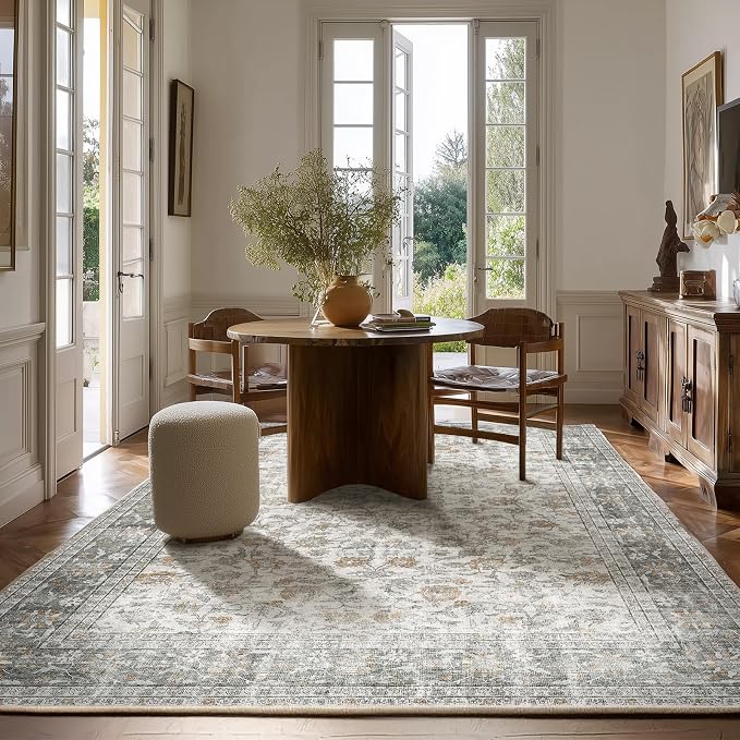 Machine Washable Rugs for Living Room: 5x7 Area Rugs for Bedroom Vintage Stain - Image 7