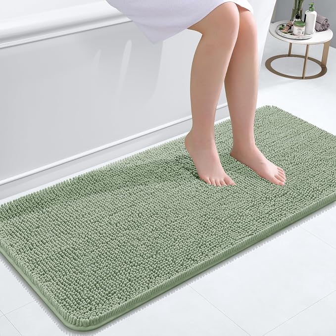 OLANLY Bathroom Runner Rugs 47x20, Soft Absorbent Chenille Bath Rugs, Rubber by OLANLY