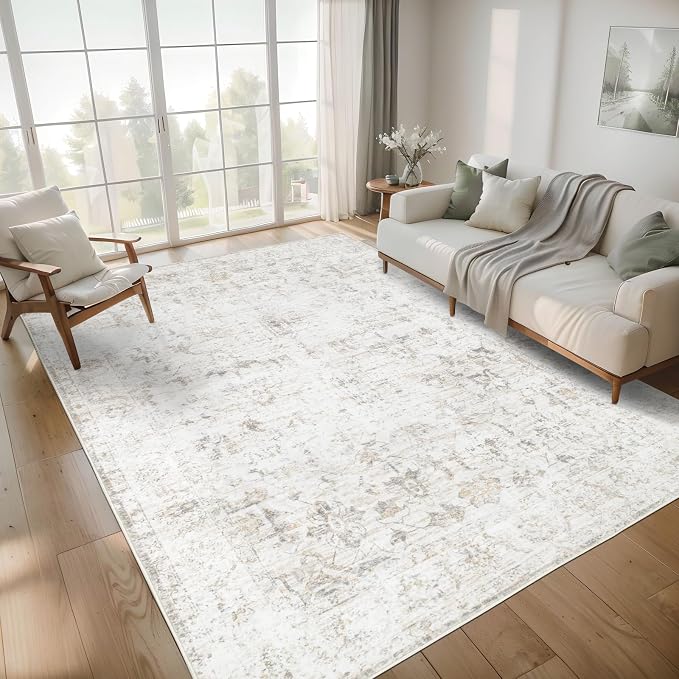 Washable 6×9 Area Rug for Living Room, Vintage Floral Rug Soft Non Slip Stain by Dotiiorug