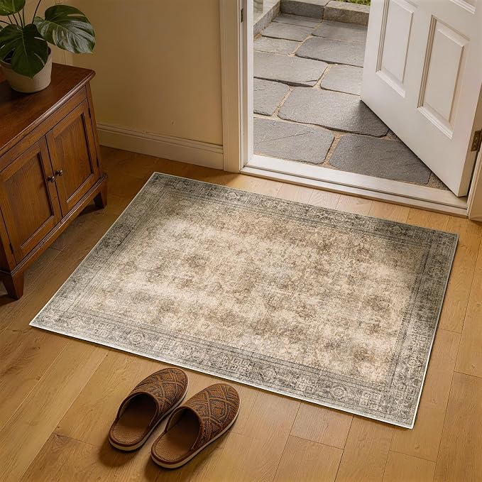 LIANLAM 2x3 Washable Area Rug, Vintage Boho Traditional Pattern, Non-Slip Stain by LIANLAM