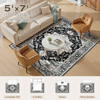 5x7 Area Rugs Living Room: Washable Vintage Rug Large Non-Slip Stain Resistant - Image 9