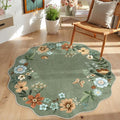 Lahome Floral Round Area Rugs, Washable Small Round Rug 3ft Non-Slip, Soft Boho by Lahome