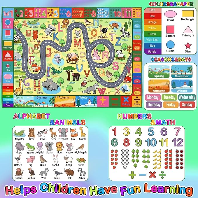 3x5 Feet Educational Area Rug Kids Rugs - Image 3