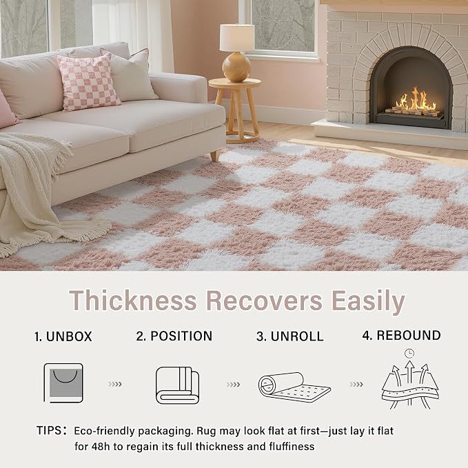 PureCozy Checkered Rug 7x10 for Living Room - Image 8