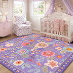 RELEANY Floral Square 8ft Area Rugs Washable Print Boho Cute Carpet Non Slip - Image 8