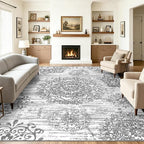 HEBE Area Rugs for Living Room 9'x12', Washable Non Slip Boho Bedroom Rug - Image 7