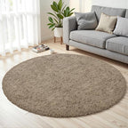 Gray Camel Round Fluffy Rug 5ft, Soft Bedroom Circle Rugs Mats by Unknown