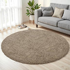 Gray Camel Round Fluffy Rug 6ft, Soft Bedroom Circle Rugs Mats by Unknown
