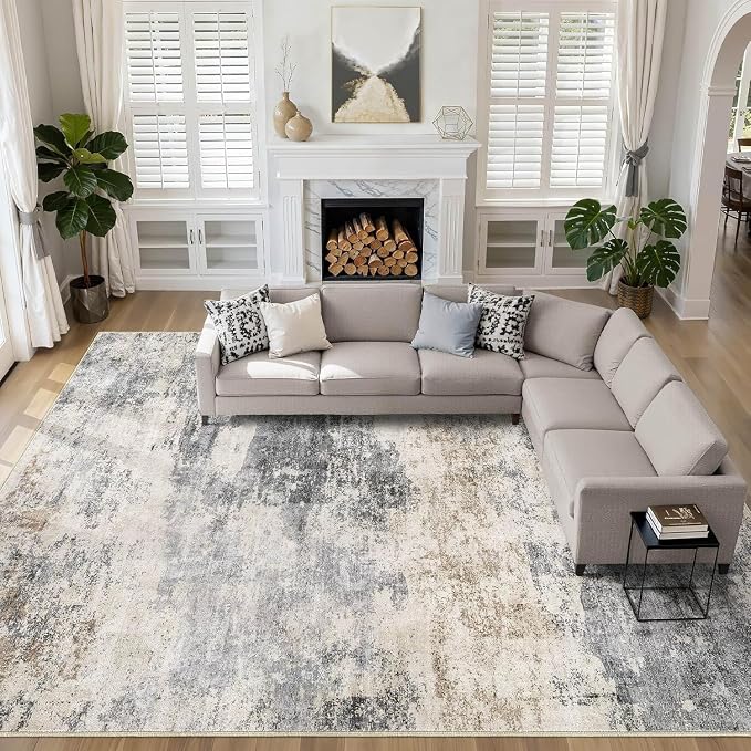 12x18 Area Rugs Living Room: Washable Large Abstract Modern Soft Rugs Stain by LOONGRUG