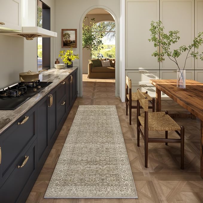 Machine Washable Kitchen Runner Rugs: 2'6"x8' Hallway Rug Stain Resistant Non - Image 2