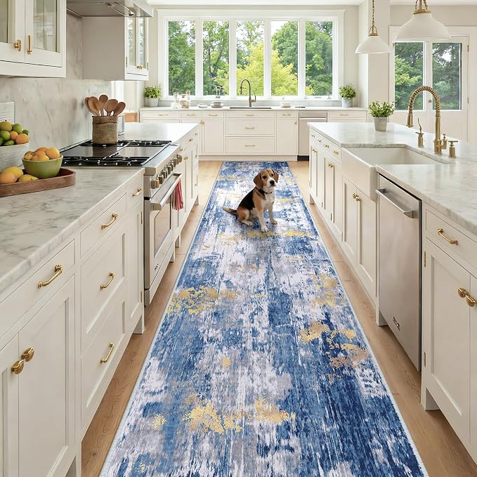 RELEANY Washable Area Rugs 3x12 Non-Slip Modern Abstract Soft by RELEANY