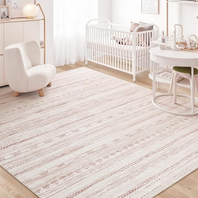 5x7 Pink Area Rugs for Living Room Machine Washable Rug Distressed Girls by Tchdio