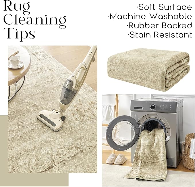 BILEEHOME Boho Kitchen Rug Washable, 2x3 Non Slip Farmhouse Neutral Small Area - Image 4