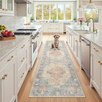 RELEANY Area Rugs Runner 2'6"x8' Washable Non-Slip, Floral Vintage Distress by RELEANY