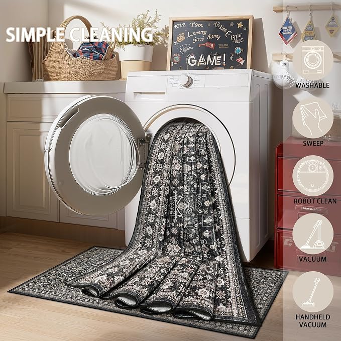 Dark Grey Washable 8ft Long Runners - Image 6