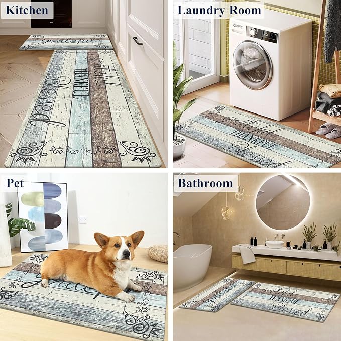 HEBE Anti Fatigue Kitchen Mat Set of 2 Non Slip Cushioned Kitchen Mats - Image 6