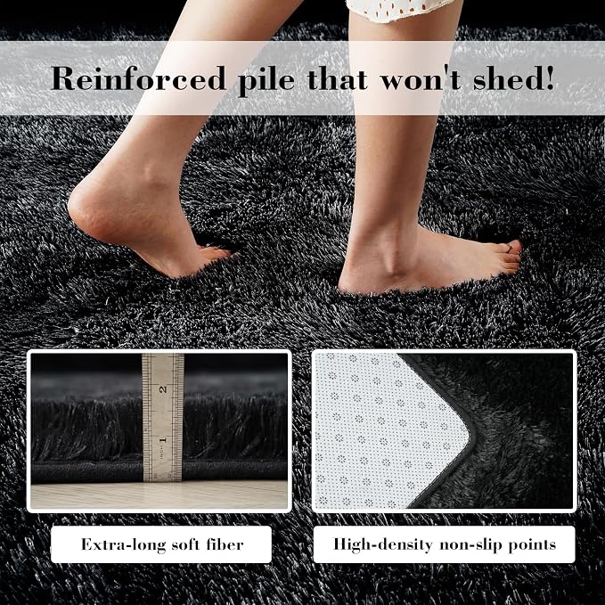 Fluffy Rug Shag Area Rug, Small Bedside Rug, Soft Fluffy Shag Entryway Throw - Image 6