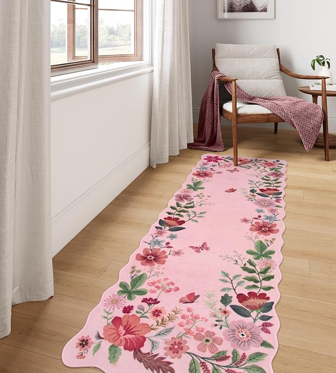 Lahome Floral Kitchen Runner, 2X6 Washable Runner Rug Non-Slip, Ultra-Thin Soft - Image 2